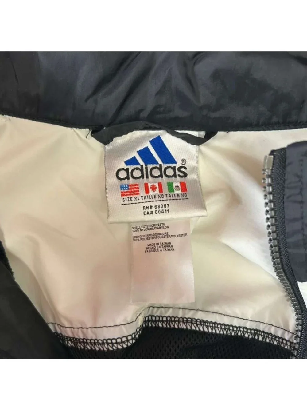 Vintage 90s Adidas Hooded Jacket Men's Size XL Multicolor Windbreaker 1/4 Zip